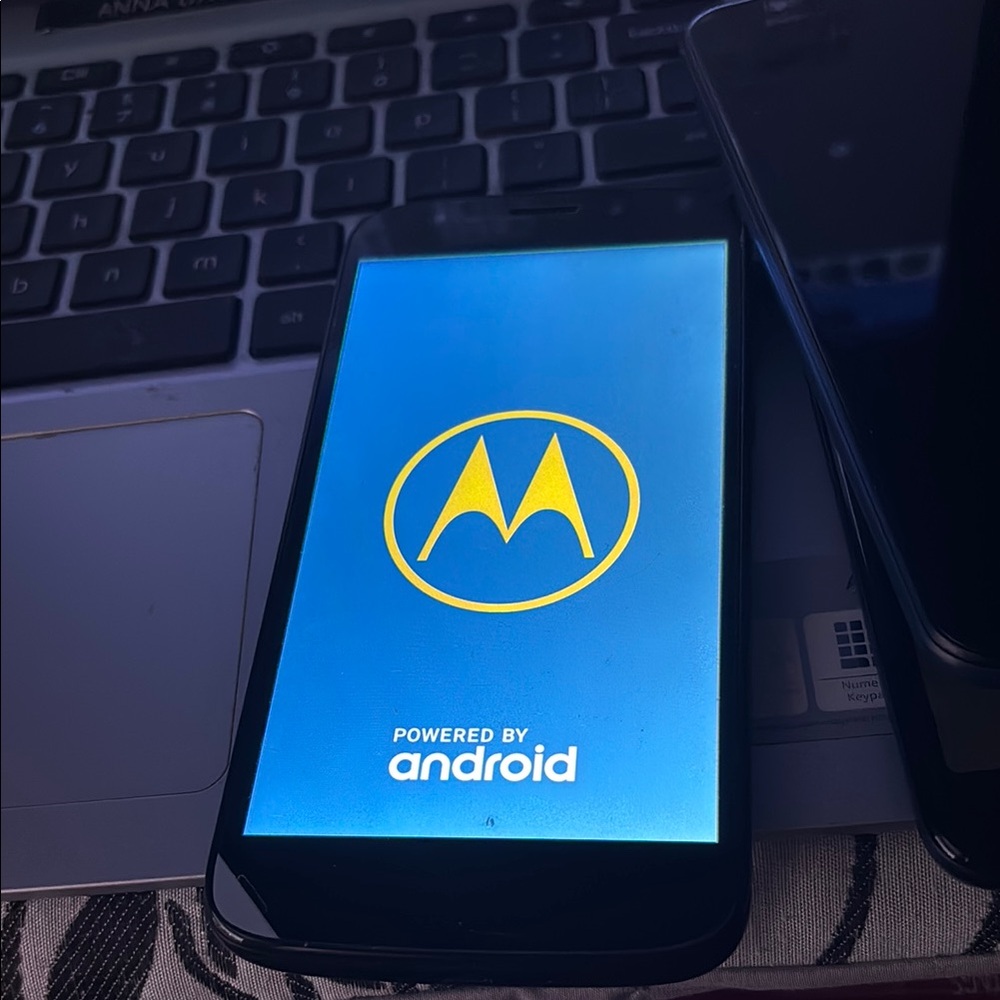 Motorola Smartphone with Blue and Yellow Display